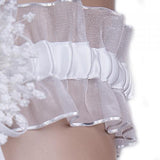 Maxbell White Lace Embellished Wedding Ring Pillow Cushion 15cmx15cm+1/12 Dollhouse Miniature Exterior Solid Wooden Door w/ Steeple Top+White Toss Garter With Ribbon - Wedding Party Supplies