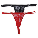 Maxbell Mens Sexy Black Double Strap T-back Thong +Red G-string Lace Pouch Jockstrap