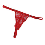 Maxbell Mens Sexy Black Double Strap T-back Thong +Red G-string Lace Pouch Jockstrap