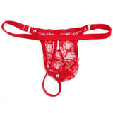 Maxbell Mens Sexy Black Double Strap T-back Thong +Red G-string Lace Pouch Jockstrap