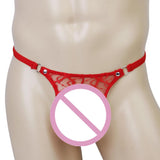 Maxbell Mens Sexy Black Double Strap T-back Thong +Red G-string Lace Pouch Jockstrap