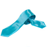 Maxbell Solid Color Satin Neck Tie Necktie for Men Turquoise