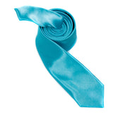 Maxbell Solid Color Satin Neck Tie Necktie for Men Turquoise