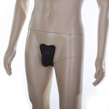 Maxbell Sexy C-string Thong Invisible Underwear Panty for Men - Black w/ Heart Patterns