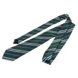 Maxbell Mens Casual Necktie Narrow Skinny Slim Neck Tie - Atrovirens w/ Silver Grey Stripes