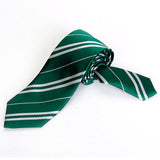 Maxbell Mens Casual Necktie Narrow Skinny Slim Neck Tie - Atrovirens w/ Silver Grey Stripes