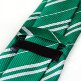 Maxbell Mens Casual Necktie Narrow Skinny Slim Neck Tie - Atrovirens w/ Silver Grey Stripes