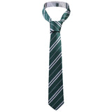 Maxbell Mens Casual Necktie Narrow Skinny Slim Neck Tie - Atrovirens w/ Silver Grey Stripes