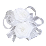 Maxbell Dress Gown SASH Pearl Beaded Waist Belt White Wrist Corsage Flower Wedding Prom