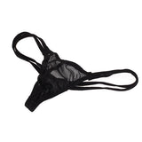 Maxbell Mens Sexy Black Double Strap T-back Thong +Red G-string Lace Pouch Jockstrap