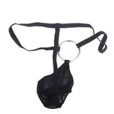 Maxbell Sexy Men G-string Mesh Pouch Thong Posing Strap With Ring Underwear Black