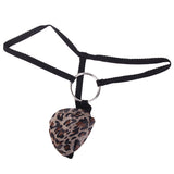 Maxbell Sexy Men G-string Mesh Pouch Thong Posing Strap With Ring Underwear Black + Leopard