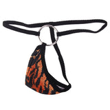 Maxbell Sexy Men G-string Mesh Pouch Thong Posing Strap With Ring Underwear Black + Yellow