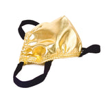 Maxbell Sexy Men's Fashion Underwear Imitation Leather Fabric Thong Bikini T-back -Golden