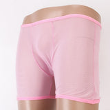 Maxbell Men Sexy Soft Spandex Mesh Boxer Brief Pants Pink Frame -Pink