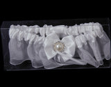 Maxbell Prom Sexy Bridal Rhinestone Pearl With Bow Wedding Garter Satin Toss -Ivory