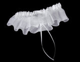 Maxbell Prom Sexy Bridal Rhinestone Pearl With Bow Wedding Garter Satin Toss -Ivory