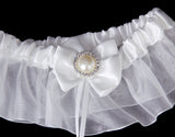 Maxbell Prom Sexy Bridal Rhinestone Pearl With Bow Wedding Garter Satin Toss -Ivory