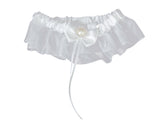 Maxbell Prom Sexy Bridal Rhinestone Pearl With Bow Wedding Garter Satin Toss -Ivory