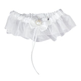 Maxbell Prom Sexy Bridal Rhinestone Pearl With Bow Wedding Garter Satin Toss -Ivory