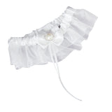Maxbell Prom Sexy Bridal Rhinestone Pearl With Bow Wedding Garter Satin Toss -Ivory