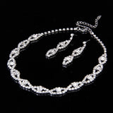 Maxbell Bridal Wedding Party Jewelry Crystal Rhinestone Twisted Necklace Earring Set - Aladdin Shoppers