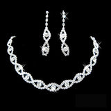 Maxbell Bridal Wedding Party Jewelry Crystal Rhinestone Twisted Necklace Earring Set - Aladdin Shoppers