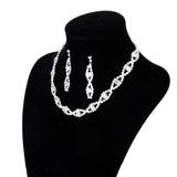 Maxbell Bridal Wedding Party Jewelry Crystal Rhinestone Twisted Necklace Earring Set - Aladdin Shoppers