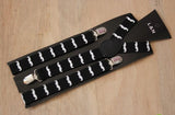 Maxbell Adult Unisex Clip-on Braces Elastic Y-back Suspender w/White Mustache Beard Patterns Black