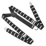 Maxbell Adult Unisex Clip-on Braces Elastic Y-back Suspender w/White Mustache Beard Patterns Black