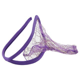 Maxbell Sexy 2pcs Lovers' Men Women C-string Mesh Thong Visible Underwear Panty w/Wave Pattern Purple