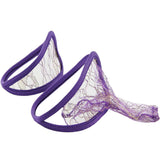 Maxbell Sexy 2pcs Lovers' Men Women C-string Mesh Thong Visible Underwear Panty w/Wave Pattern Purple