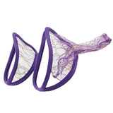 Maxbell Sexy 2pcs Lovers' Men Women C-string Mesh Thong Visible Underwear Panty w/Wave Pattern Purple