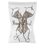 Maxbell Sexy Women's Tempting Leopard Print Halter Open Bra and Crotch Lingerie Sleepwear