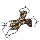 Maxbell Sexy Women's Tempting Leopard Print Halter Open Bra and Crotch Lingerie Sleepwear