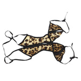 Maxbell Sexy Women's Tempting Leopard Print Halter Open Bra and Crotch Lingerie Sleepwear