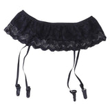 Maxbell Sexy Double-layer Lace Garterbelt Adjustable Garter Belt Suspender Garter Belt Skirt Black