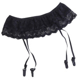 Maxbell Sexy Double-layer Lace Garterbelt Adjustable Garter Belt Suspender Garter Belt Skirt Black