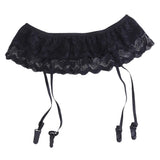 Maxbell Sexy Double-layer Lace Garterbelt Adjustable Garter Belt Suspender Garter Belt Skirt Black
