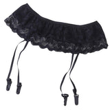 Maxbell Sexy Double-layer Lace Garterbelt Adjustable Garter Belt Suspender Garter Belt Skirt Black