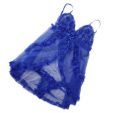 Maxbell Sexy Women Mesh Lingerie Sleepwear Nightwear Dress Babydoll 2-Piece Set Blue