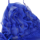 Maxbell Sexy Women Mesh Lingerie Sleepwear Nightwear Dress Babydoll 2-Piece Set Blue