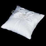 Maxbell Wedding Flower Girl Basket/Pocket Ring Pillow White Double Heart for Wedding