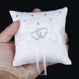 Maxbell Wedding Crystal Rhinestone Double Heart Ring Bearer Pillow & Flower Girl Basket