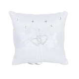 Maxbell Double Heart Crystal White Ring Bearer Pillow 4" & Wedding Flower Girl Basket