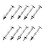 Maxbell 10Pcs Silver Stainless Steel Labret Lip Ring Spike Stud Piercing Chip Bars