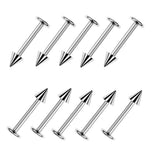 Maxbell 10Pcs Silver Stainless Steel Labret Lip Ring Spike Stud Piercing Chip Bars
