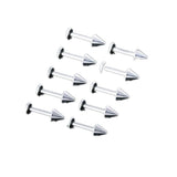 Maxbell 10Pcs Silver Stainless Steel Labret Lip Ring Spike Stud Piercing Chip Bars