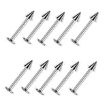 Maxbell 10Pcs Silver Stainless Steel Labret Lip Ring Spike Stud Piercing Chip Bars