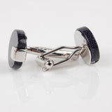 Maxbell Stainless Steel Men Cuff Link Cufflinks - Black Stone+Wide Fine Thread Knot Cufflinks